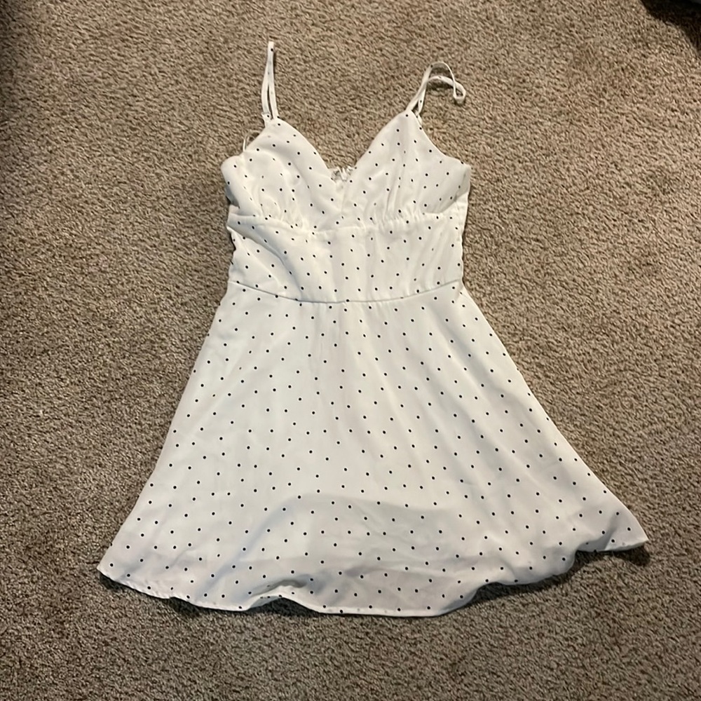 Superdown white polka dot dress